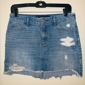 Hollister Size 5 Blue Y2K Bimbo Distressed Cut Off Style Short Denim Mini Skirt